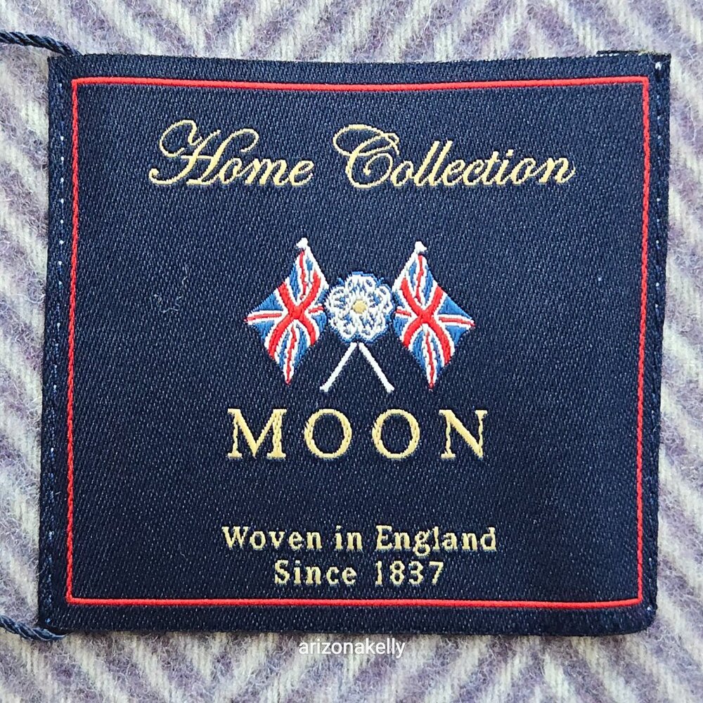 NWT Moon Merino Wool Herringbone Throw Blanket Purple Clover - Picture 2 of 15